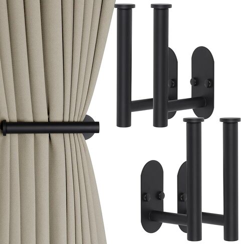 Yagoo 4 Pcs Adhesive Curtain Holdbacks，Screw-in Curtain Tie Backs Curtain Holders Tiebacks Curtain Hooks for Wall Mounted Curtain Pull Backs for Home Decor Drapes (4, Gold) in Saudi Arabia