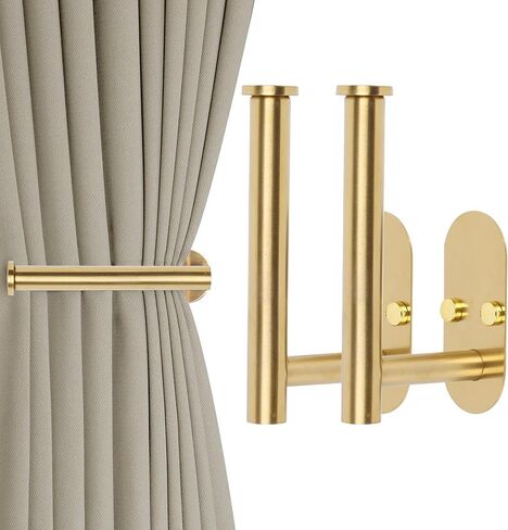 Yagoo 4 Pcs Adhesive Curtain Holdbacks，Screw-in Curtain Tie Backs Curtain Holders Tiebacks Curtain Hooks for Wall Mounted Curtain Pull Backs for Home Decor Drapes (4, Gold) in Saudi Arabia