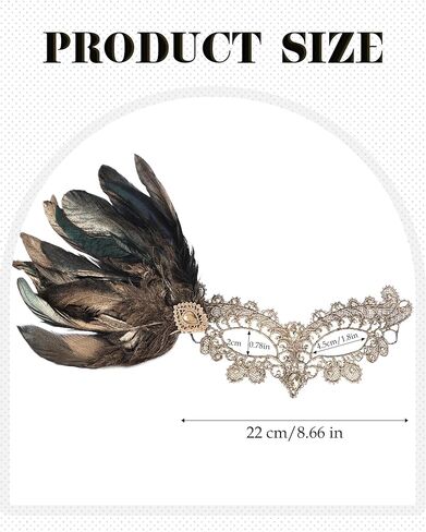 Halloween Feather Masquerade Masks - 1920s 50s Antique Lace Venetian Mask for Women Renaissance Cosplay Party in Saudi Arabia