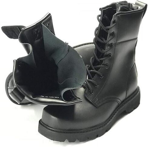 Men's Combat Boots，High-Tops Steel Head Steel Bottom Military Boots Outdoor Security Militarytactical Boot,Black A-36 in Saudi Arabia