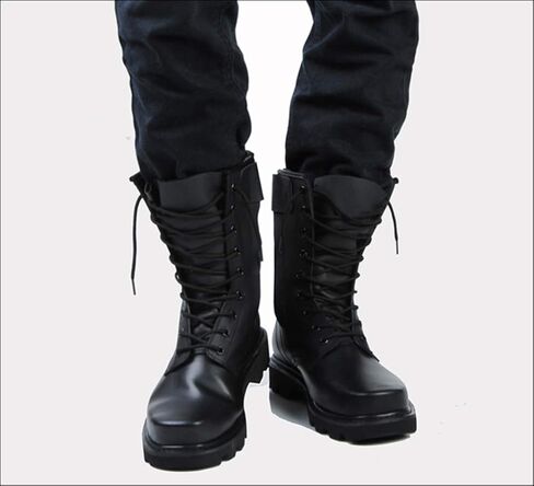 Men's Combat Boots，High-Tops Steel Head Steel Bottom Military Boots Outdoor Security Militarytactical Boot,Black A-36 in Saudi Arabia