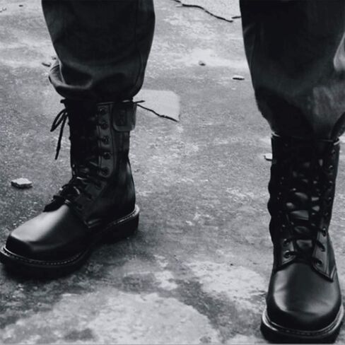 Men's Combat Boots，High-Tops Steel Head Steel Bottom Military Boots Outdoor Security Militarytactical Boot,Black A-36 in Saudi Arabia