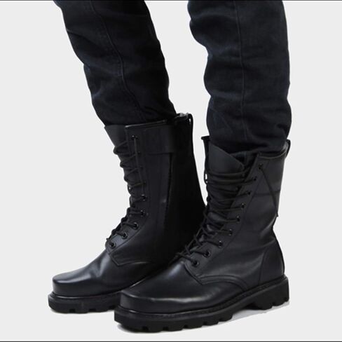 Men's Combat Boots，High-Tops Steel Head Steel Bottom Military Boots Outdoor Security Militarytactical Boot,Black A-36 in Saudi Arabia