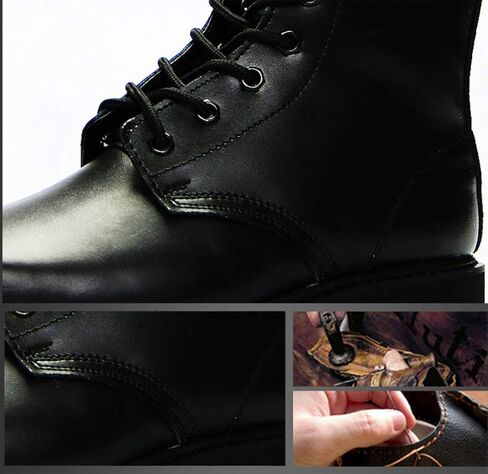 Men's Combat Boots，High-Tops Steel Head Steel Bottom Military Boots Outdoor Security Militarytactical Boot,Black A-36 in Saudi Arabia