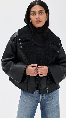 UGG Womens Finnian Luxefluff Moto Jacket in Saudi Arabia
