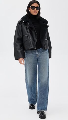 UGG Womens Finnian Luxefluff Moto Jacket in Saudi Arabia