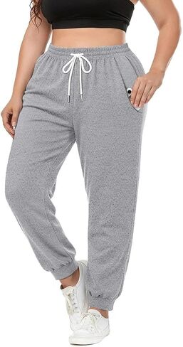 TIYOMI حجم كبير Sweatpants للنساء تشغيل السراويل عالية الخصر الركض صالة السراويل مع جيوب XL-5XL in Kuwait
