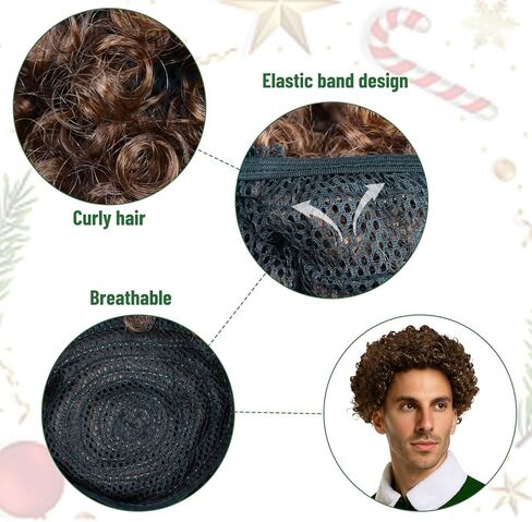 Xambop Short Curly Dark Brown Rocker Party Wig Halloween Christmas Cosplay Costume Full Wigs in Saudi Arabia