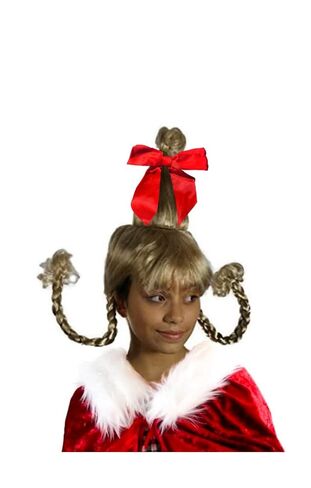 مجموعة My Cosplay Wigs Cindy Lou Who شعر مستعار وعباءة حمراء - زي عيد الميلاد مع شعر مستعار مجدول وقوس أحمر ورأس سانتا لحفلات العطلات والحفلات التنكرية in Kuwait