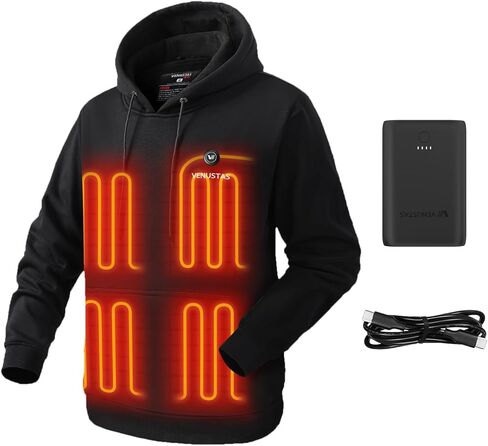 Venustas Pullover Heated Hoodie(Black,XS) for Unisex and an Extra 7200mAh Battery Pack in Saudi Arabia