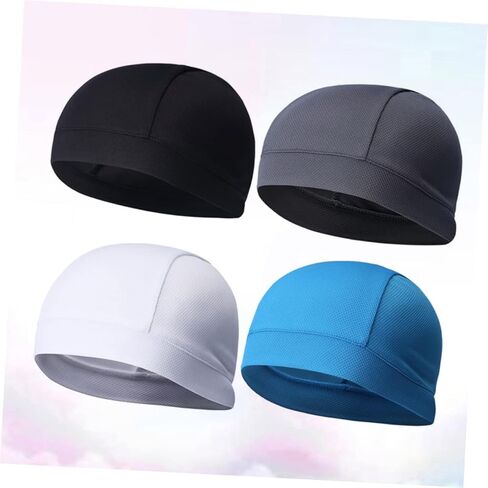 Homoyoyo 4Pcs Quick Dry Cycling Beanie Caps for Men Women High Elasticity Sweatproof Liner for Outdoor Sports Mountain Biking Road Racing Comfortable Helmet Underliner in Saudi Arabia