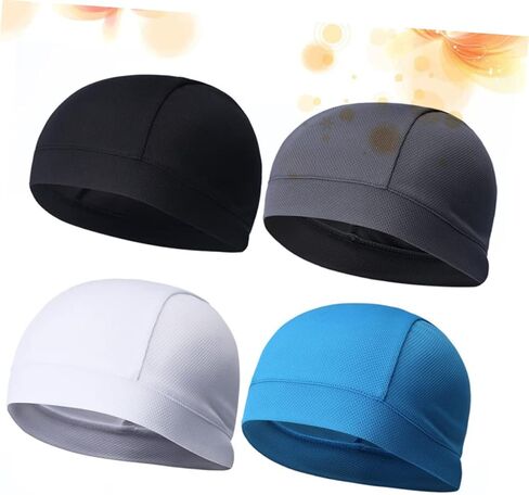 Homoyoyo 4Pcs Quick Dry Cycling Beanie Caps for Men Women High Elasticity Sweatproof Liner for Outdoor Sports Mountain Biking Road Racing Comfortable Helmet Underliner in Saudi Arabia