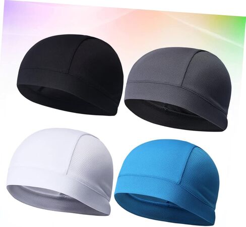 Homoyoyo 4Pcs Quick Dry Cycling Beanie Caps for Men Women High Elasticity Sweatproof Liner for Outdoor Sports Mountain Biking Road Racing Comfortable Helmet Underliner in Saudi Arabia