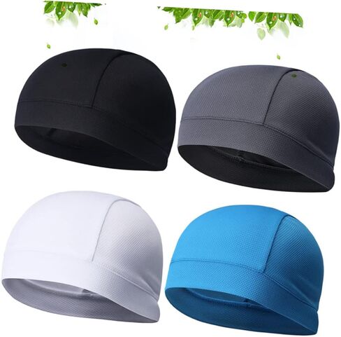Homoyoyo 4Pcs Quick Dry Cycling Beanie Caps for Men Women High Elasticity Sweatproof Liner for Outdoor Sports Mountain Biking Road Racing Comfortable Helmet Underliner in Saudi Arabia
