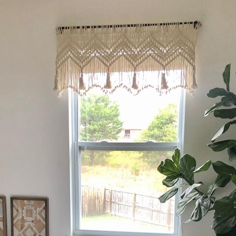 ستارة Macrame الستارة لنوافذ المطبخ 35.43x23.62 بوصة مزرعة بوهو ستائر لغرفة النوم نافذة الستارة غرفة المعيشة المطبخ الحمام شرابات Macramé ديكور الحائط in Saudi Arabia