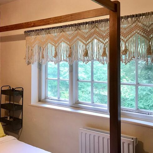 ستارة Macrame الستارة لنوافذ المطبخ 35.43x23.62 بوصة مزرعة بوهو ستائر لغرفة النوم نافذة الستارة غرفة المعيشة المطبخ الحمام شرابات Macramé ديكور الحائط in Saudi Arabia