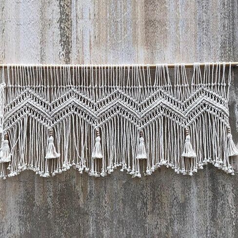 ستارة Macrame الستارة لنوافذ المطبخ 35.43x23.62 بوصة مزرعة بوهو ستائر لغرفة النوم نافذة الستارة غرفة المعيشة المطبخ الحمام شرابات Macramé ديكور الحائط in Saudi Arabia