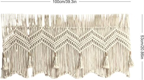 ستارة Macrame الستارة لنوافذ المطبخ 35.43x23.62 بوصة مزرعة بوهو ستائر لغرفة النوم نافذة الستارة غرفة المعيشة المطبخ الحمام شرابات Macramé ديكور الحائط in Saudi Arabia