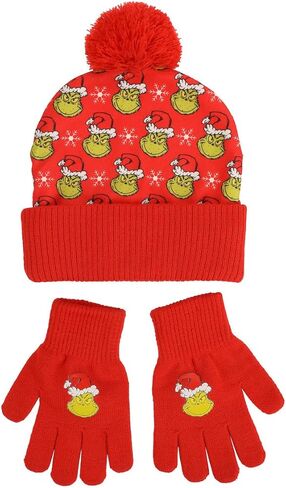 The Grinch All-Over Character Print Youth 2-Piece Knit Beanie & Gloves Set in Saudi Arabia