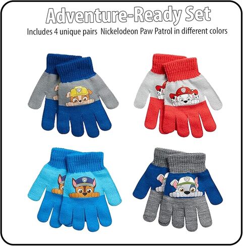Nicklelodeon Boys 4 Pack Gloves or Mitten Set Paw Patrol and Blaze (Toddler/Little Boys), Age 4-7 Paw Patrol Gloves Set with Handwarmers in Saudi Arabia