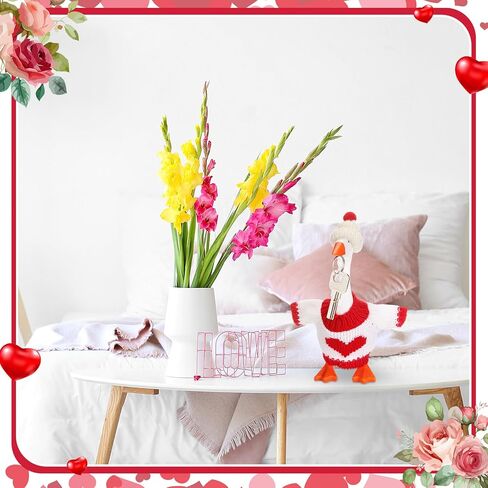 4 Set Valentine's 7 Inch Mini Desk Goose Outfits Magnetic Silly Goose Statue Romantic Valentine Knitted Costume for Magnetic Duck Statue Table Desk Key Holder Decor in Saudi Arabia