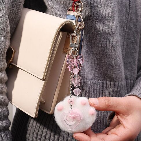 Kawaii Plush Cat Paw Pendant Key Ring Backpack Car Keys Decor Soft Rabbit Keychains Fashion Accessories Gifts for Women in Saudi Arabia