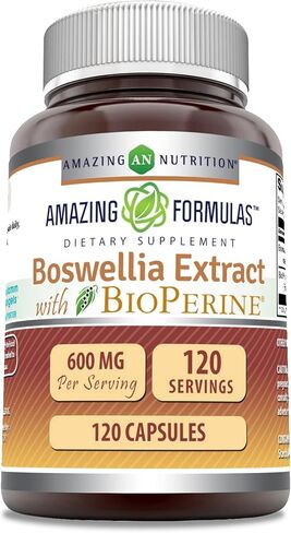 Amazing Formulas Boswellia Extract with Bioperine Supplement | 600 Mg per Serving | Capsules | Non-GMO | Gluten-Free | Made in USA (1 Pack, 240 Count) in Saudi Arabia