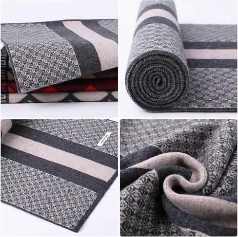 وشاح صوف ميرينو من BISON DENIM للرجال - أوشحة شتوية دافئة للغاية، خفيفة الوزن من الكشمير مع صندوق هدايا in Kuwait