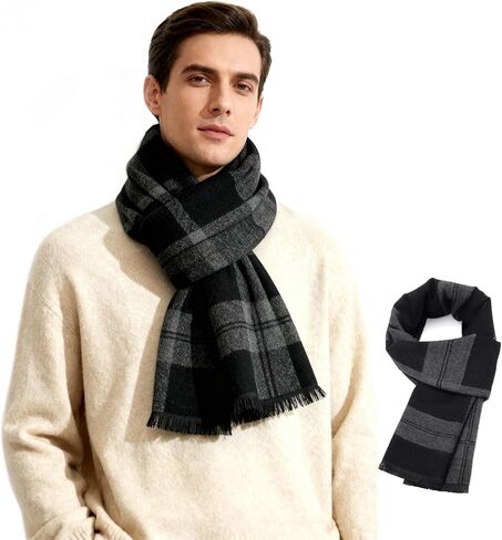 American Trends Mens Scarf Plain Solid Color Winter Scarf for Men Unisex Tassel Warm Soft Scarfs in Saudi Arabia