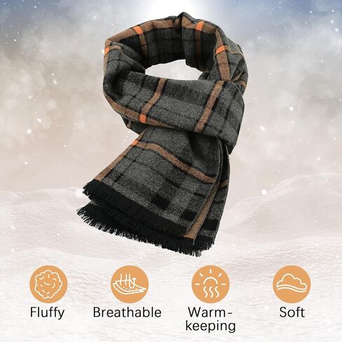 American Trends Mens Scarf Plain Solid Color Winter Scarf for Men Unisex Tassel Warm Soft Scarfs in Saudi Arabia