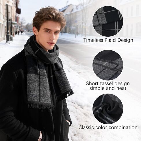 American Trends Mens Scarf Plain Solid Color Winter Scarf for Men Unisex Tassel Warm Soft Scarfs in Saudi Arabia
