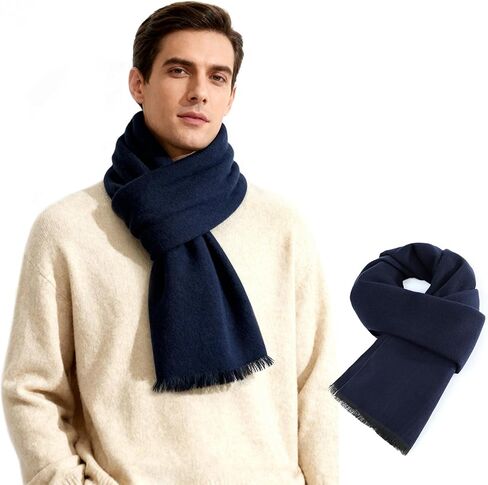 American Trends Mens Scarf Plain Solid Color Winter Scarf for Men Unisex Tassel Warm Soft Scarfs in Saudi Arabia