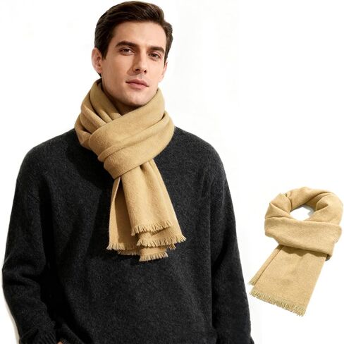 American Trends Mens Scarf Plain Solid Color Winter Scarf for Men Unisex Tassel Warm Soft Scarfs in Saudi Arabia