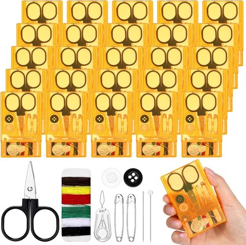 Knitgrip 25 Boxes Mini Travel Sewing Kit Quick Fix Sewing Kits Bulk Basic Portable Pre Threaded Needle Emergency Repair Tool for Beginner Traveler Home Hotel in Kuwait