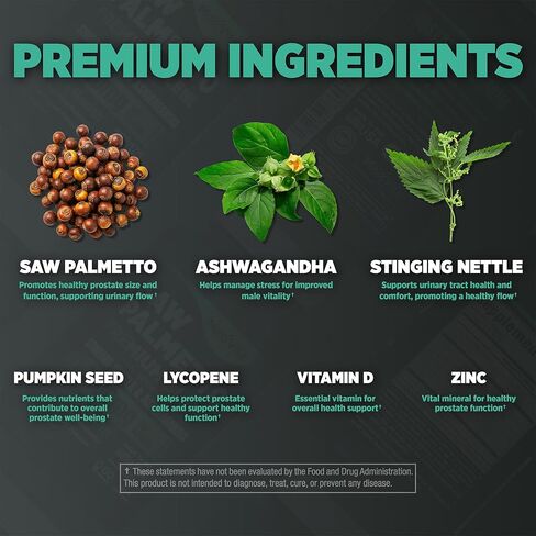 Prostate Premium - Saw Palmetto for Men, Stinging Nettle, Ashwagandha, Lycopene, Bladder & Urinary Relief, Prostate Supplement for Men, 60ct in Saudi Arabia