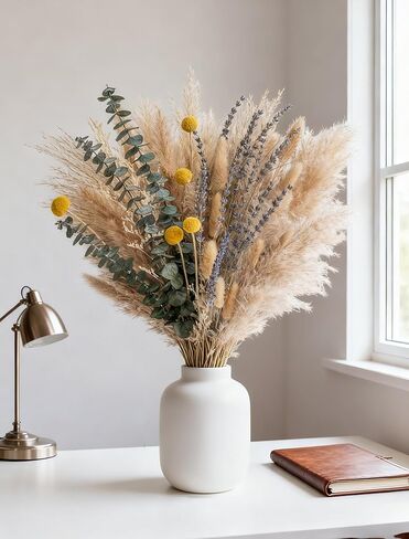 Boho Decor Bouquet - Pampas Grass,Eucalyptus,Lavender,Bunny Tail,Billy Balls 16~17inch Natural Dried Flowers for Home,Living Room,Wedding,Room,Wall Decor in Saudi Arabia