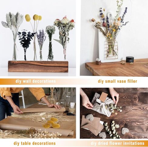 130Pcs DIY Mixed Natural Dried Flower Set, Preserved Flowers Bulk with Baby's Breath, Dried Roses, Eucalyptus Stems, Mini Handmade Flower Arrangement, Dried Flower for Home Decor in Kuwait