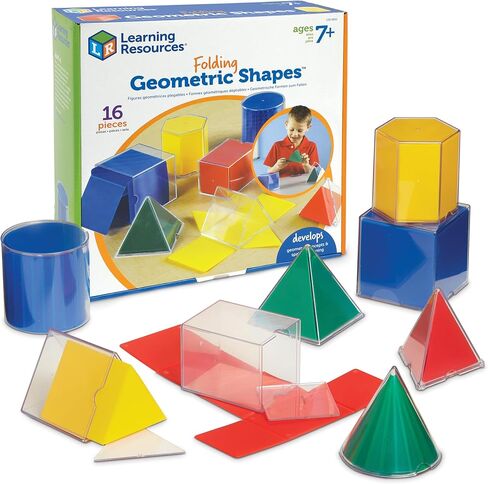 Learning Resources Folding Geometric Shapes - 16 Pieces, Ages 7+ Geometry Accessories, Teacher Aids, Math Helper, Teacher Supplies, Math Games for Kids,Back to School Supplies in Saudi Arabia