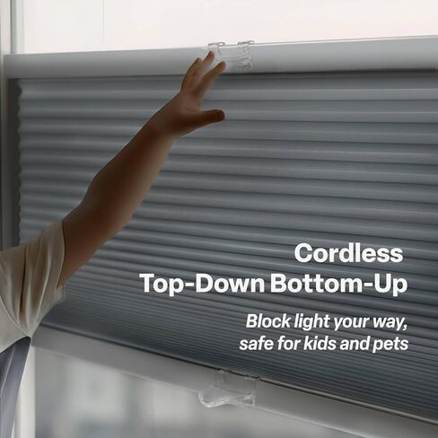 REGAL estate DrillMount Cordless 1.5" Light Filtering Top Down Bottom Up Cellular Shades, 33" W x 64" H, White in Saudi Arabia