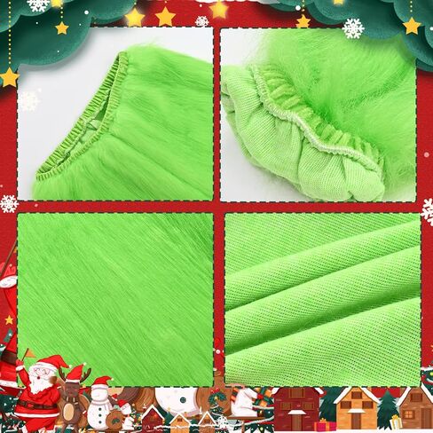 Green Monster Costumes Adult, 11PCS Christmas Furry Santa Suit for Men Halloween Xmas Cosplay Outfit Mask Hat in Saudi Arabia