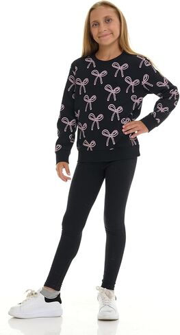 Pink Angel 2-Pack Girls Fleece Crewneck Sweatshirts – Soft Cotton Blend Pullover Tops for School, Play, and Layering in Saudi Arabia
