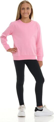 Pink Angel 2-Pack Girls Fleece Crewneck Sweatshirts – Soft Cotton Blend Pullover Tops for School, Play, and Layering in Saudi Arabia