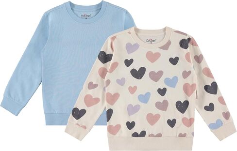 Pink Angel 2-Pack Girls Fleece Crewneck Sweatshirts – Soft Cotton Blend Pullover Tops for School, Play, and Layering in Saudi Arabia