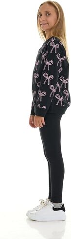 Pink Angel 2-Pack Girls Fleece Crewneck Sweatshirts – Soft Cotton Blend Pullover Tops for School, Play, and Layering in Saudi Arabia