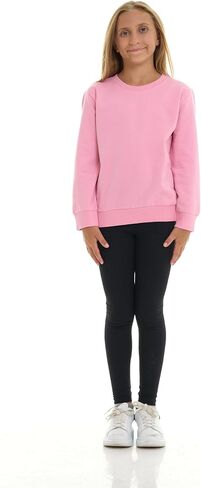 Pink Angel 2-Pack Girls Fleece Crewneck Sweatshirts – Soft Cotton Blend Pullover Tops for School, Play, and Layering in Saudi Arabia