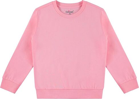 Pink Angel 2-Pack Girls Fleece Crewneck Sweatshirts – Soft Cotton Blend Pullover Tops for School, Play, and Layering in Saudi Arabia