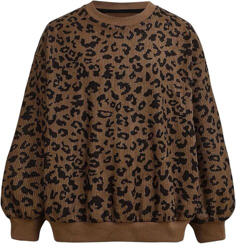 SweatyRocks Girl's Crewneck Sweatshirt Long Sleeve Leopard Print Sweatshirt Pullovers Tops in Saudi Arabia