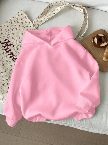 SweatyRocks Girl's Cute Graphic Sweatshirts Long Sleeve Drop Shoulder Hoodies Pullover Tops in Saudi Arabia