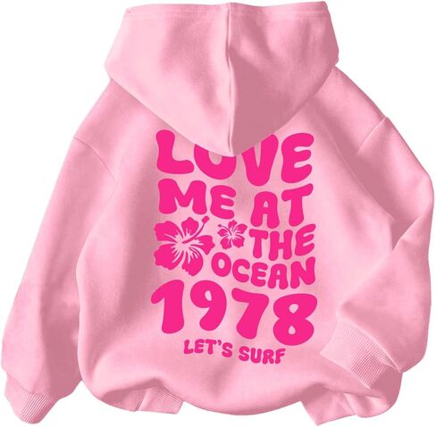 SweatyRocks Girl's Cute Graphic Sweatshirts Long Sleeve Drop Shoulder Hoodies Pullover Tops in Saudi Arabia