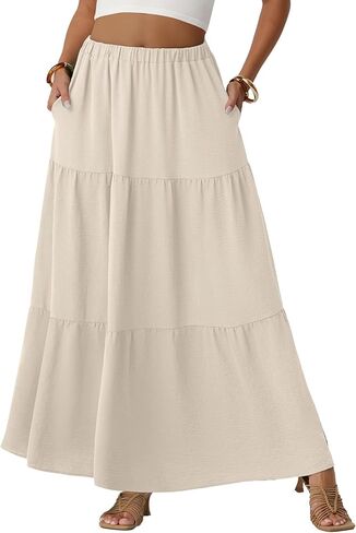 تنانير طويلة كاجوال للسيدات من Lepunuo بتصميم بوهو كاجوال بخصر عالٍ على شكل حرف A مع جيوب لعطلات الشاطئ in Kuwait